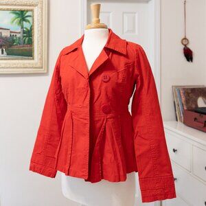 ANTHROPOLOGIE | TULLE Siren Red Red Pea Coat Button Jacket